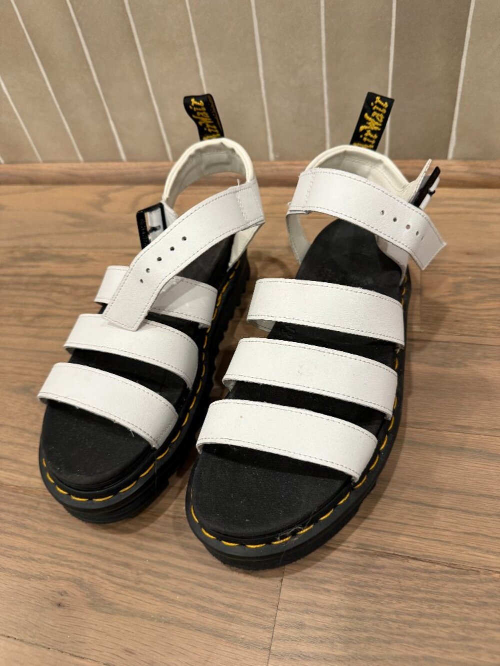 Dr. Marten's Blaire White Strappy Platform Wedge Sandals